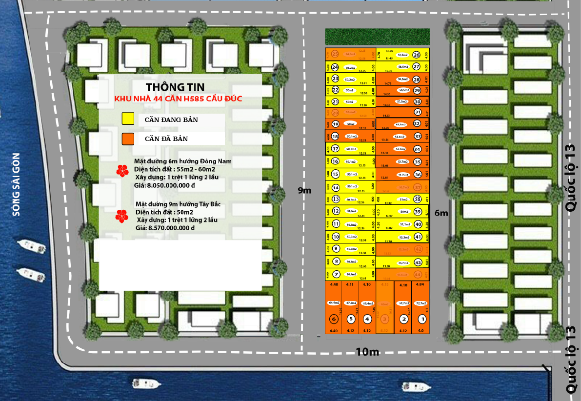 KHU PHÂN LÔ XÂY DỰNG NHÀ MỚI ĐƯỜNG THÔNG VEN SÔNG SÀI GÒN